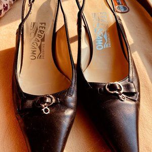 ferragamo shoes women Black Slingback Size 7
